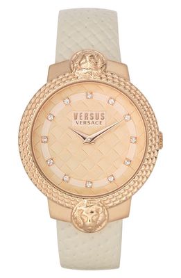 VERSUS Versace Montorgueil Crystal Index Leather Strap Watch, 38mm in Ip Rose Gold 