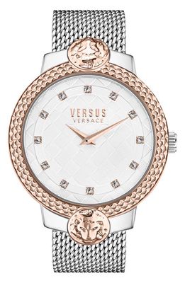 VERSUS Versace Montorgueil Crystal Index Mesh Strap Watch, 38mm in Two Tone 