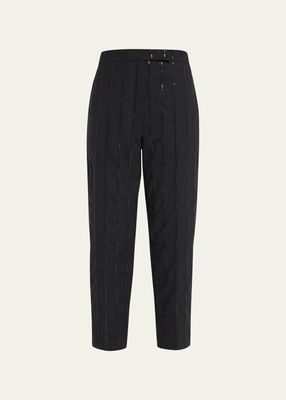 Vertical Beaded Pinstripe Slim Trousers