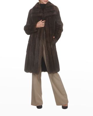 Vertical Sable-Fur Let-Out Coat