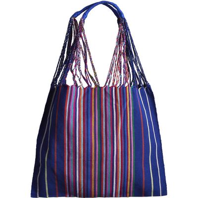 Verve Culture Chiapas Woven Hammock Market Bag in Blue 