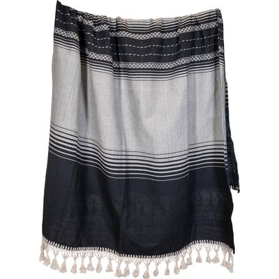 Verve Culture Mexican Blanket in Black And White 