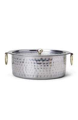 Verve Culture Patilla Rolled Steel Pot with Lid and Brass Handles 9" in None 