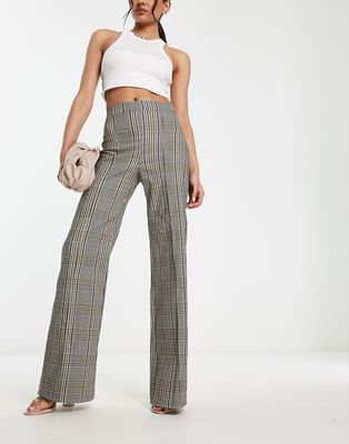Vesper high rise tailored pants in plaid - part of a set-Multi