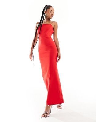 Vesper low back strappy maxi dress in red