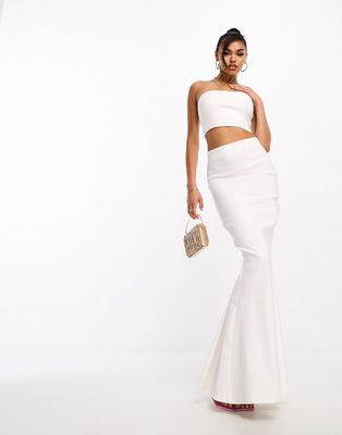 Vesper maxi fishtail skirt in white - part of a set