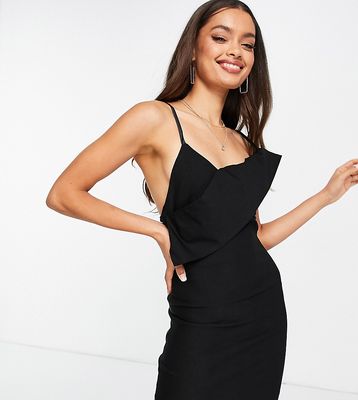 Vesper Petite cami strap mini dress with low back in black