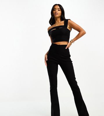 Vesper Petite high waisted flared pants in black - part of a set-White