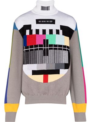 VETEMENTS Barcode motif roll-neck jumper - Grey