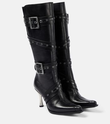 Vetements Belt leather knee-high boots