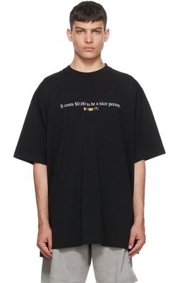 VETEMENTS Black '0.00 Dollar' T-Shirt