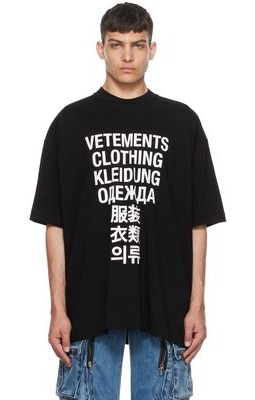VETEMENTS Black Cotton T-Shirt