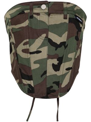 VETEMENTS camouflage-print cotton corset top - Green