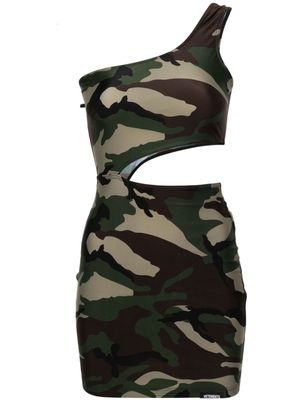 VETEMENTS camouflage-print cut-out minidress - Green