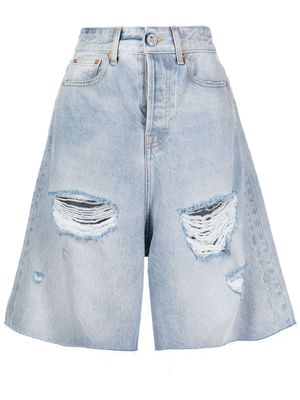 VETEMENTS distressed cotton shorts - Blue