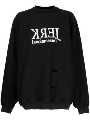 VETEMENTS distressed text-print sweatshirt - Black