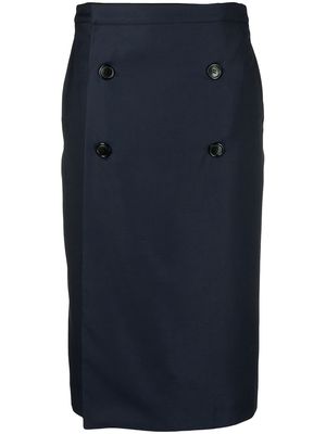 VETEMENTS double-buttoned a-line skirt - Blue