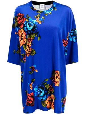 VETEMENTS floral-print short-sleeve blouse - Blue