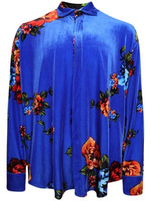 VETEMENTS floral-print velvet shirt - Blue