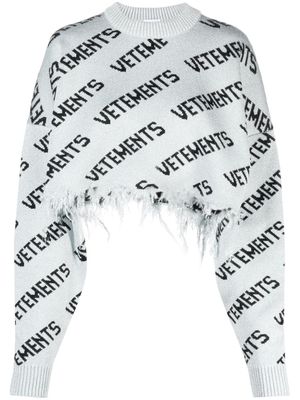 VETEMENTS fringed-detailing knitted jumper - Silver