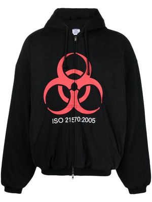 VETEMENTS Genetically Modified zip-up cotton hoodie - Black