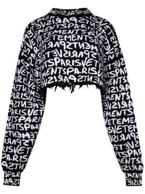 VETEMENTS Graffiti-logo intarsia-knit merino jumper - Black