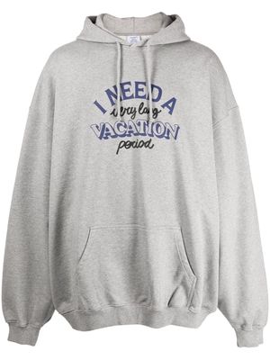 VETEMENTS graphic-print cotton hoodie - Grey
