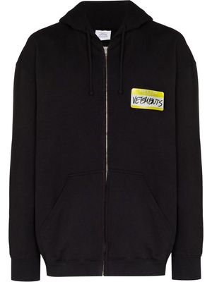 VETEMENTS graphic-print zip-up hoodie - Black