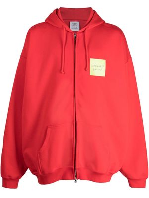VETEMENTS graphic-print zip-up hoodie - Red