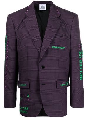 VETEMENTS Hidden Message tailored blazer - Purple