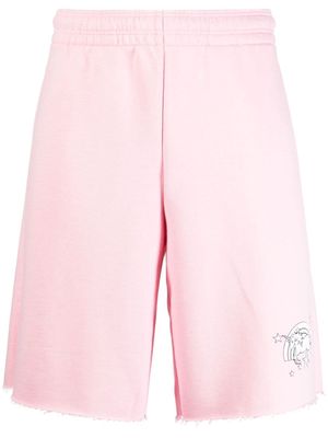 VETEMENTS illustration-print elasticated track shorts - Pink