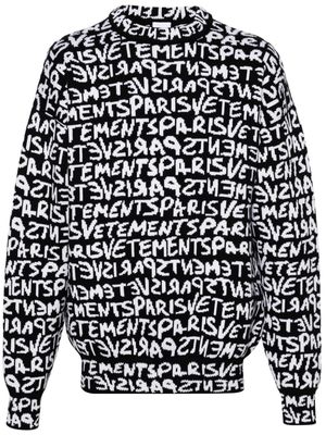 VETEMENTS intarsia-knit logo wool jumper - Black