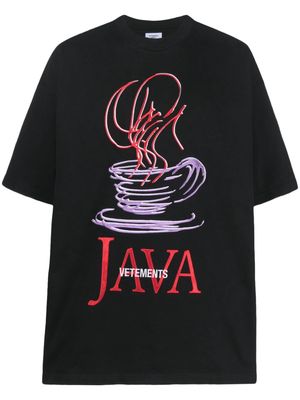 VETEMENTS Java logo-embroidered T-shirt - Black