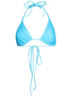 VETEMENTS layered cotton bikini top - Blue