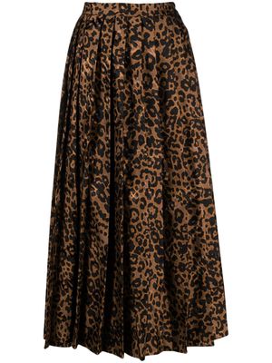 VETEMENTS leopard-print pleated skirt - Brown