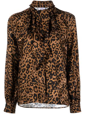 VETEMENTS leopard-print tie-neck blouse - Black