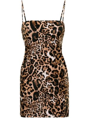 VETEMENTS leopard-print velvet minidress - Neutrals