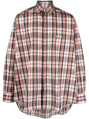 VETEMENTS logo-embroidered checked cotton shirt - Black