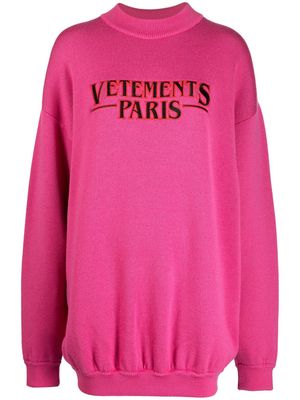 VETEMENTS logo-embroidered merino-wool jumper - Pink
