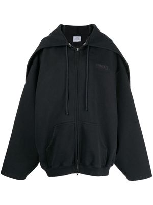 VETEMENTS logo-embroidered zip-up hoodie - Black