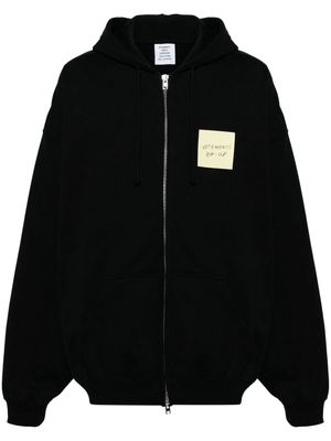 VETEMENTS logo-patch zip-up hoodie - Black