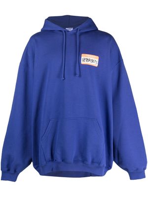 VETEMENTS logo-print cotton blend hoodie - Blue