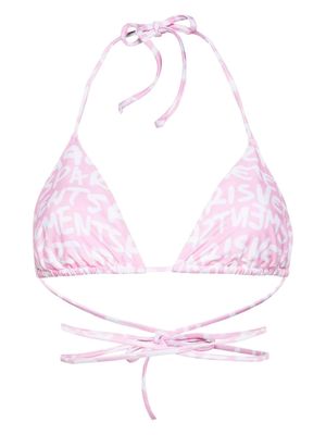 VETEMENTS logo-print halterneck bikini top - Pink