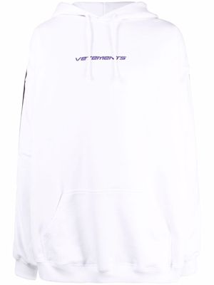 Vetements logo-print panelled hoodie - White