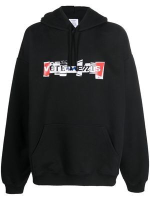 VETEMENTS logo-print pullover hoodie - Black
