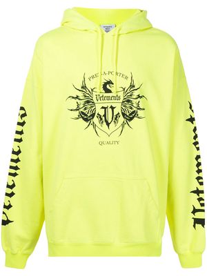 VETEMENTS logo-print pullover hoodie - Yellow