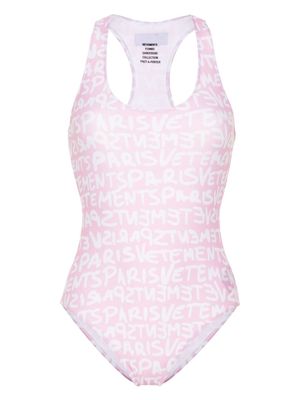 VETEMENTS logo-print swimsuit - Pink