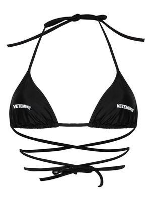 VETEMENTS logo-print triangle-cup bikini top - Black