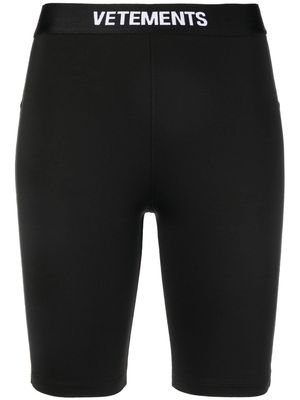 VETEMENTS logo-waistband cycling shorts - Black