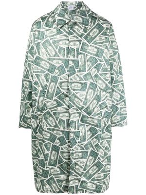 VETEMENTS money-print oversized raincoat - Green